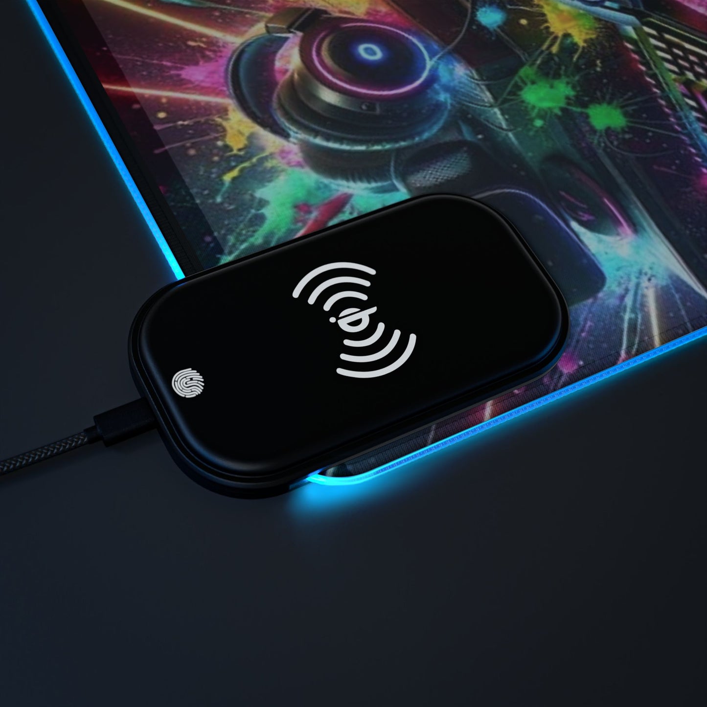 Gaming Mouse Pad with Wireless Charging - RGB Touch, Gaming Desk Accessory, Gamer Gift, LED Pad for Setup