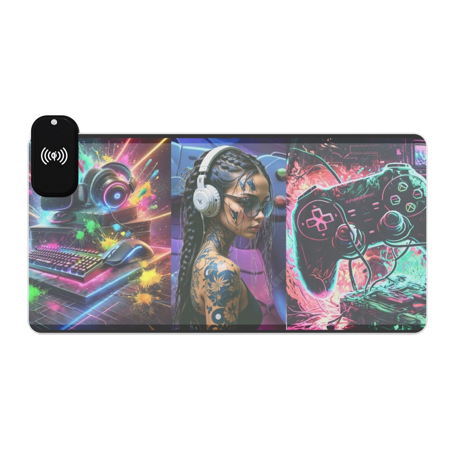 Gaming Mouse Pad with Wireless Charging - RGB Touch, Gaming Desk Accessory, Gamer Gift, LED Pad for Setup