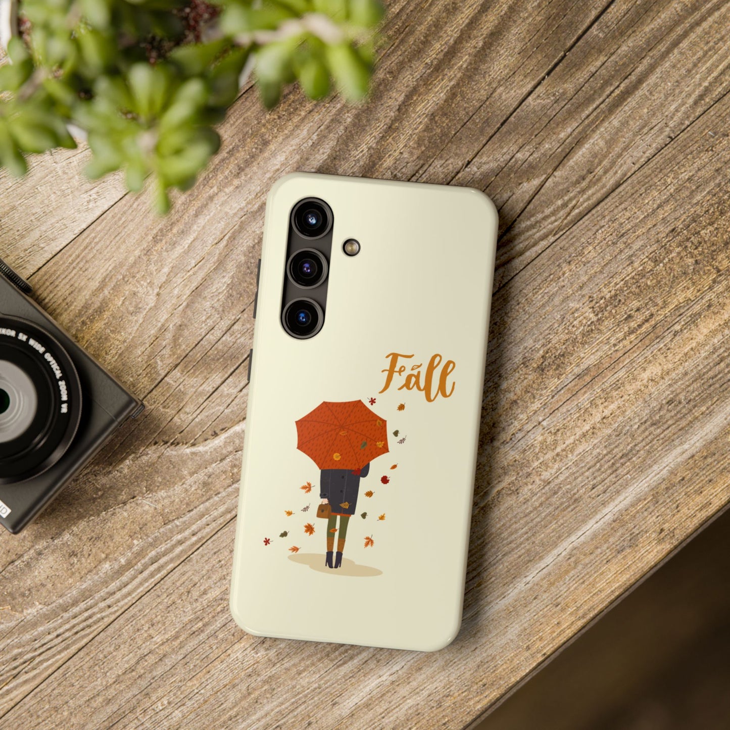 Fall-Themed Tough Phone Case - Autumn Umbrella Design