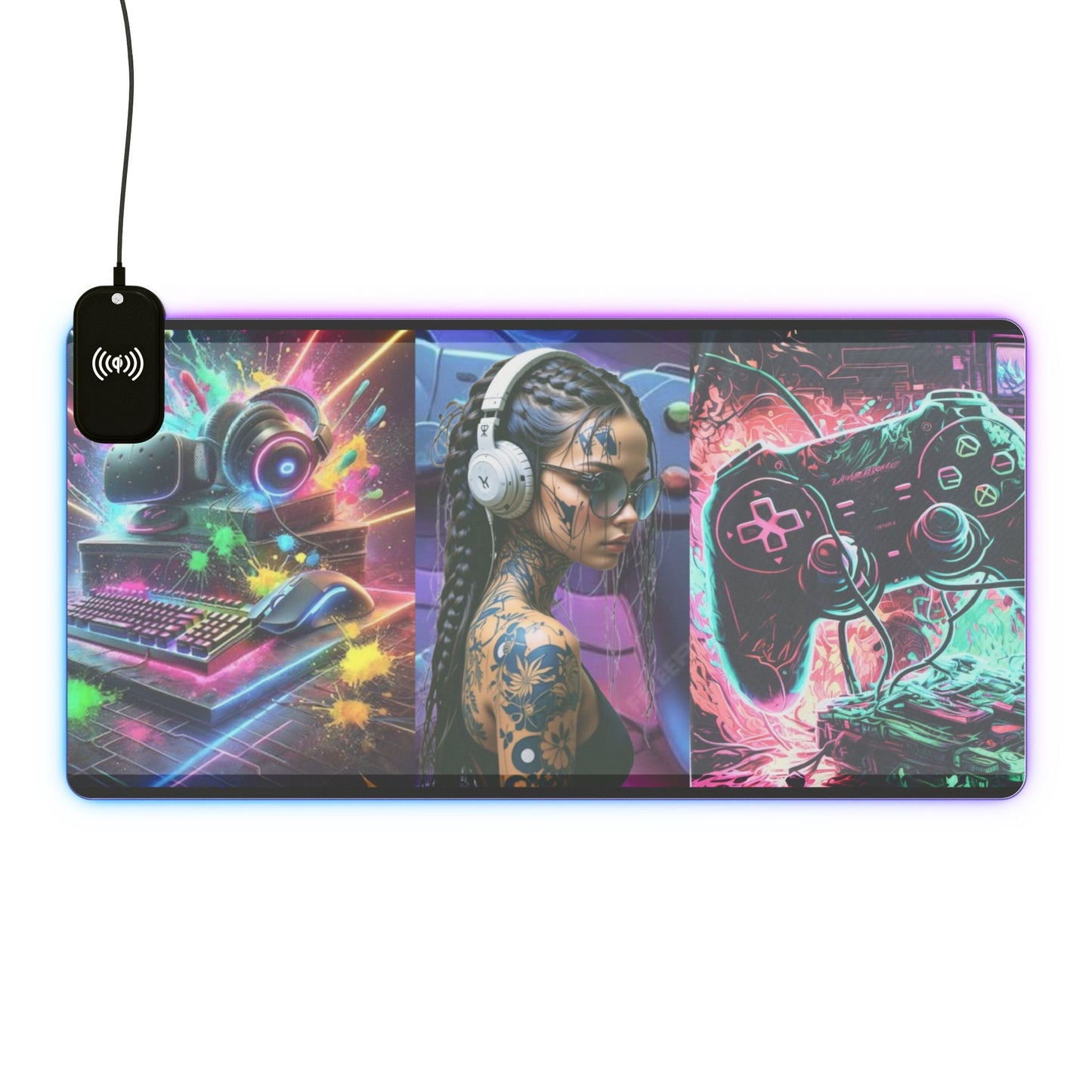 Gaming Mouse Pad with Wireless Charging - RGB Touch, Gaming Desk Accessory, Gamer Gift, LED Pad for Setup