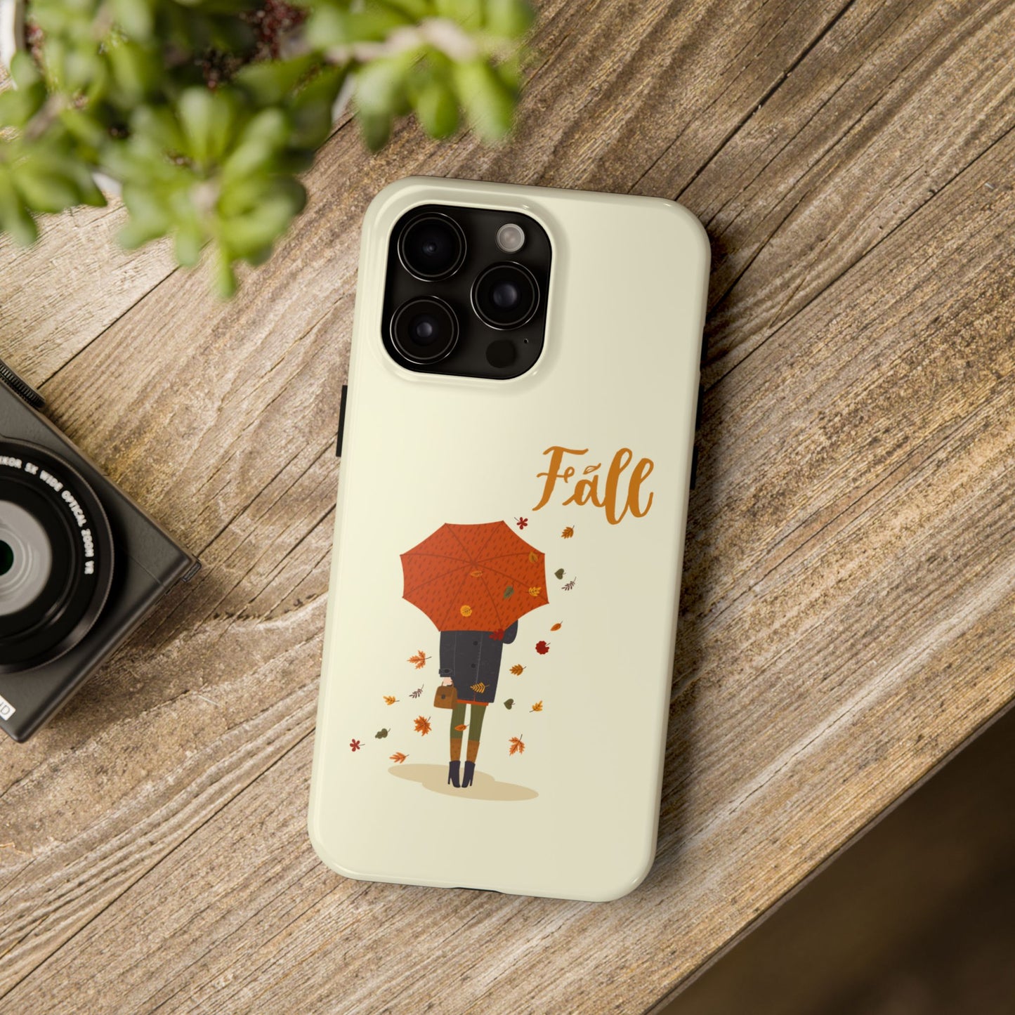 Fall-Themed Tough Phone Case - Autumn Umbrella Design