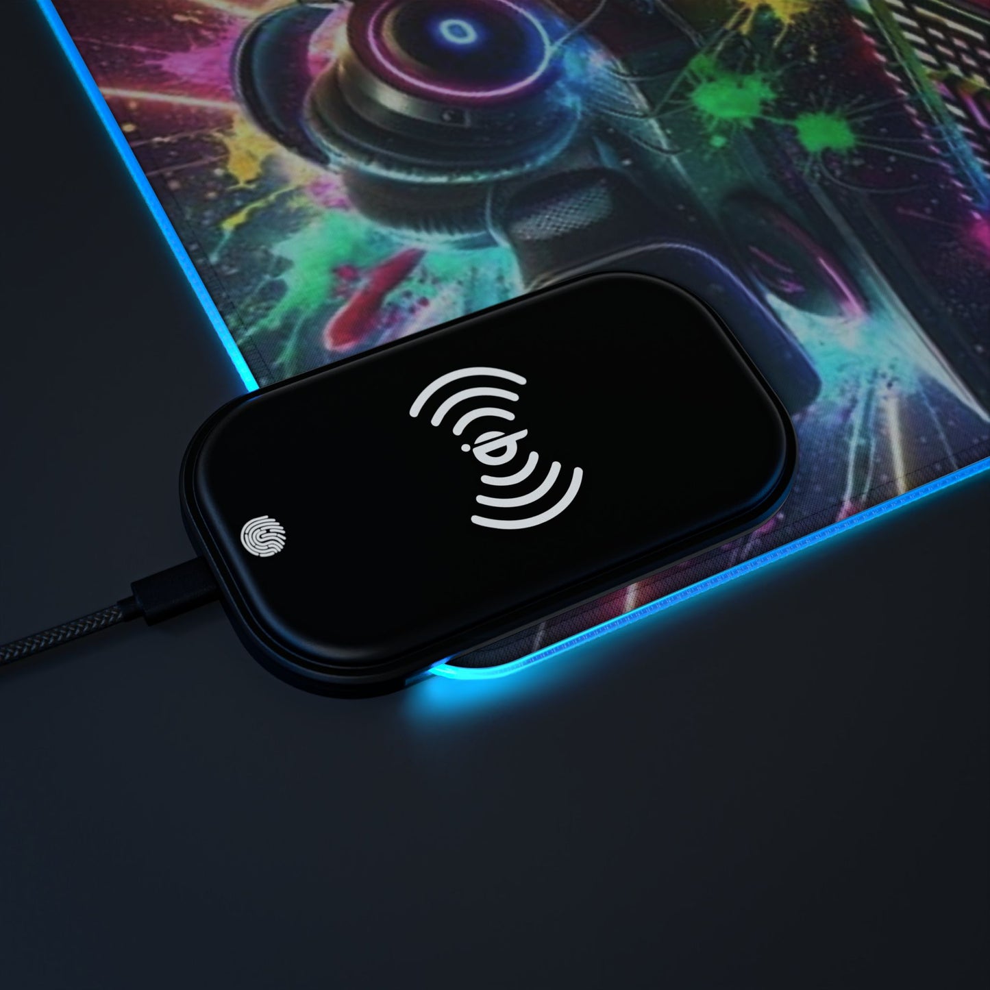 Gaming Mouse Pad with Wireless Charging - RGB Touch, Gaming Desk Accessory, Gamer Gift, LED Pad for Setup