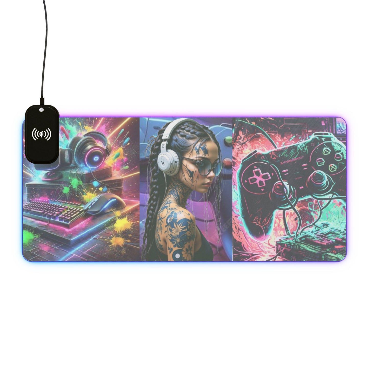 Gaming Mouse Pad with Wireless Charging - RGB Touch, Gaming Desk Accessory, Gamer Gift, LED Pad for Setup