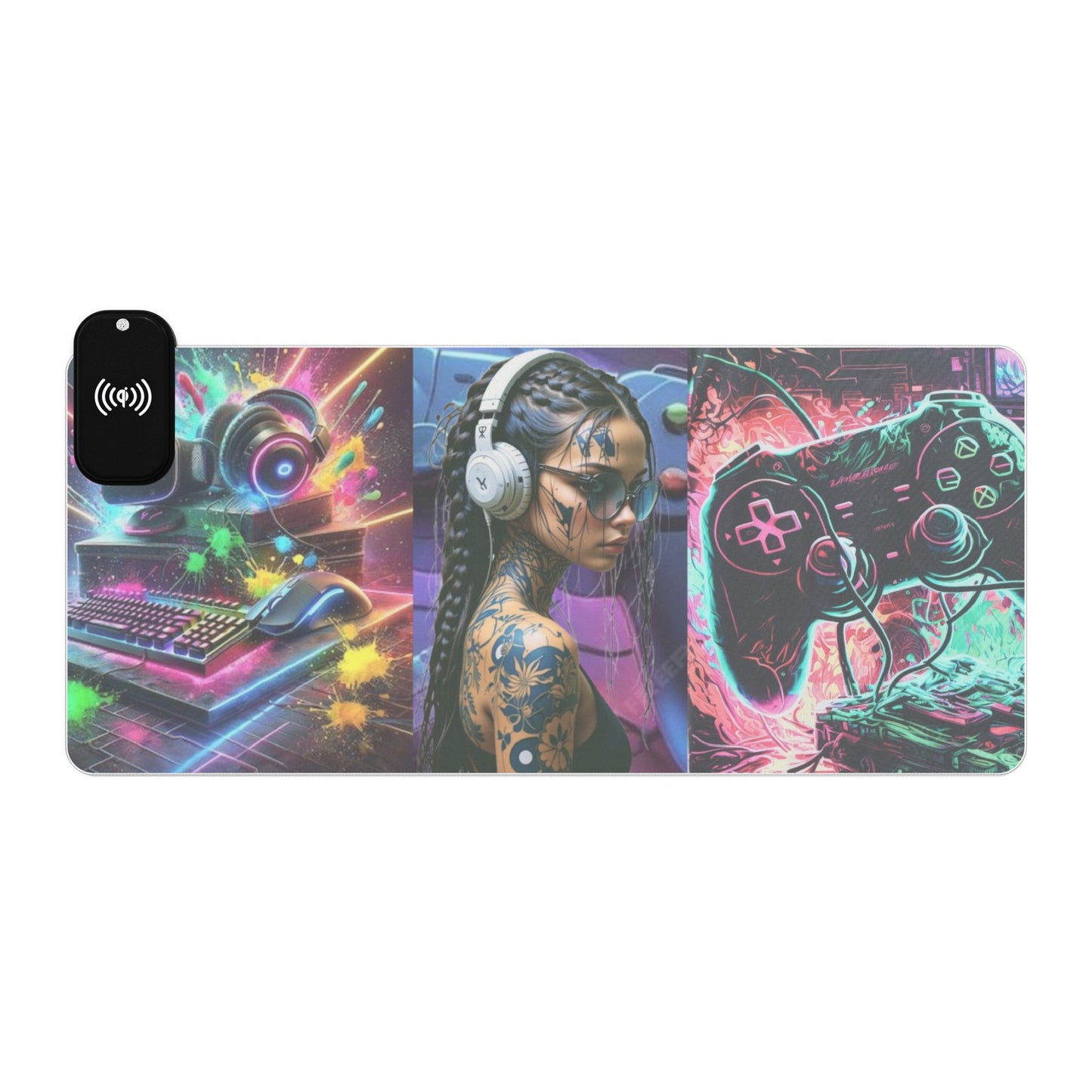 Gaming Mouse Pad with Wireless Charging - RGB Touch, Gaming Desk Accessory, Gamer Gift, LED Pad for Setup