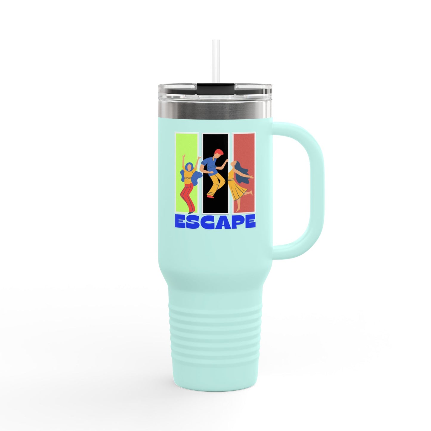 Colorful Insulated Travel Mug | 40oz Escape Cup for Adventure Lovers, Eco-Friendly, Coffee Lover Gift, Summer Travel Mug, Vibrant Drinkware