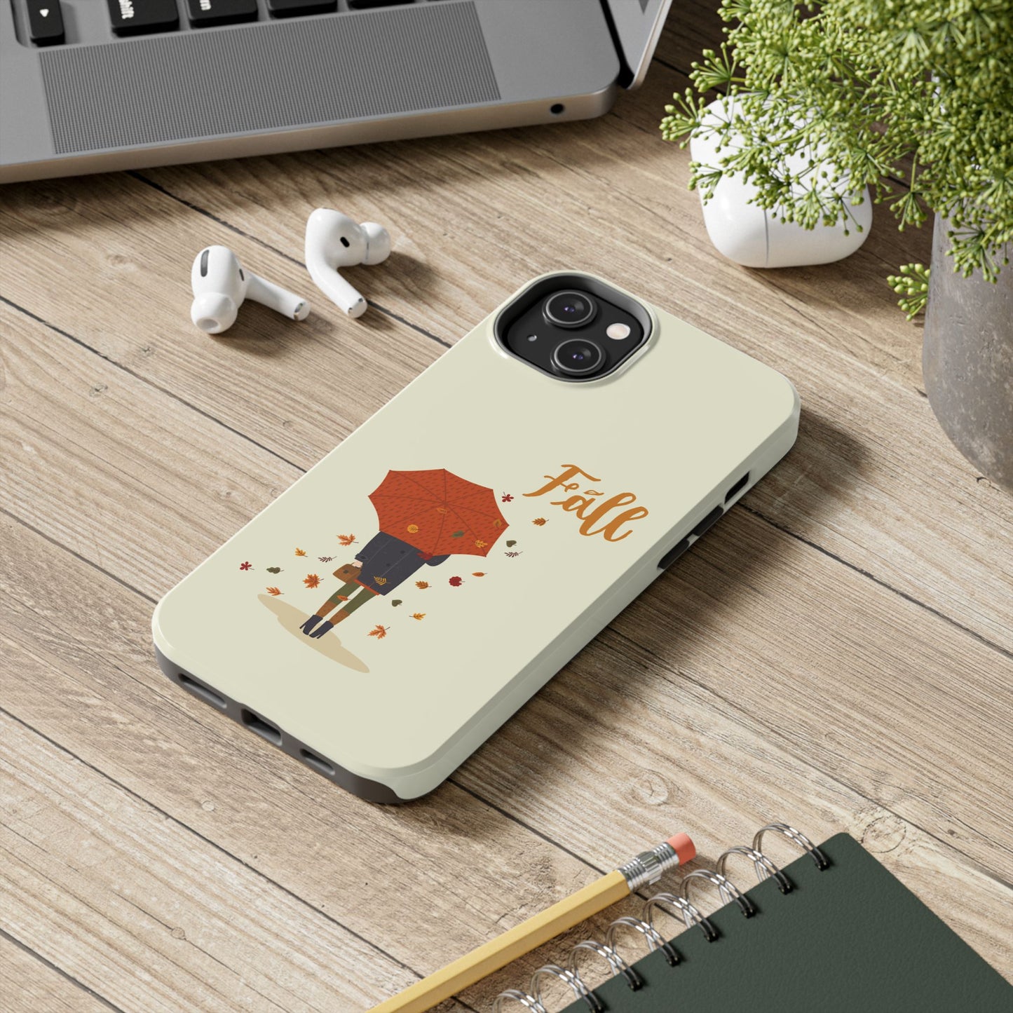 Fall-Themed Tough Phone Case - Autumn Umbrella Design