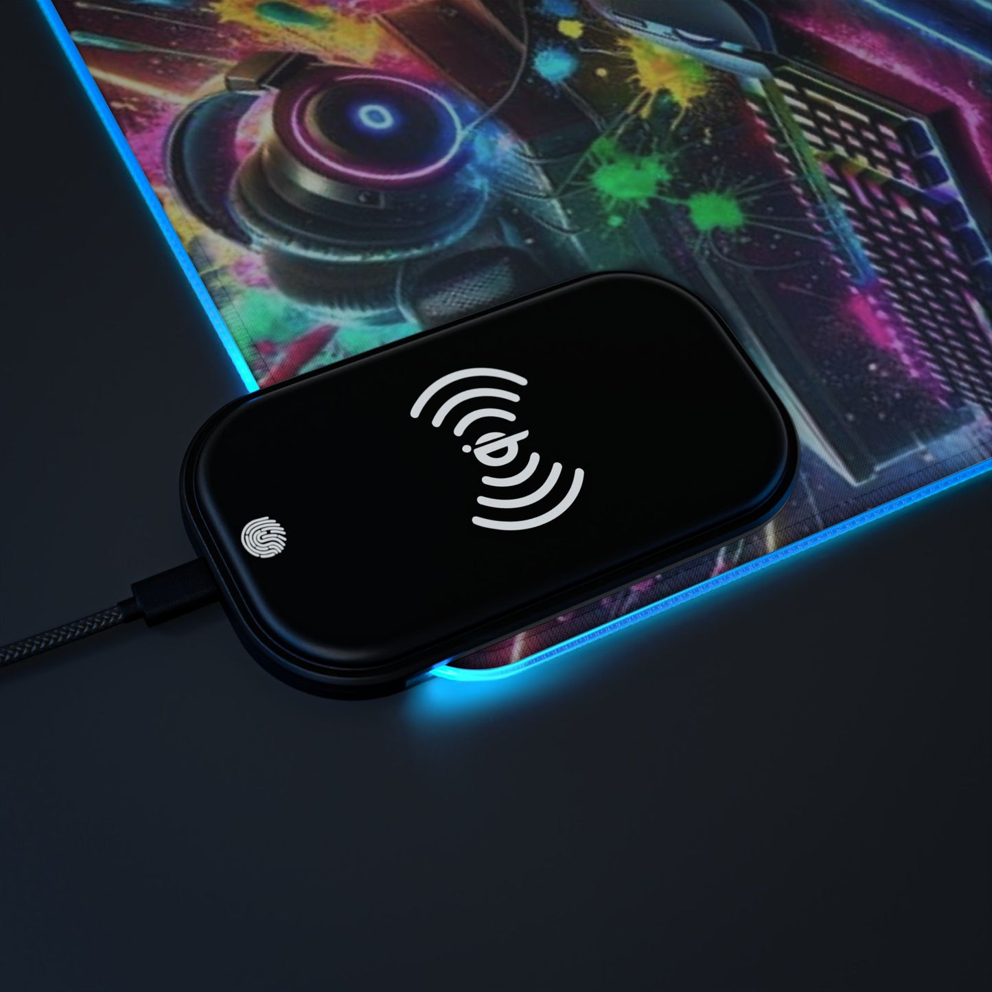 Gaming Mouse Pad with Wireless Charging - RGB Touch, Gaming Desk Accessory, Gamer Gift, LED Pad for Setup