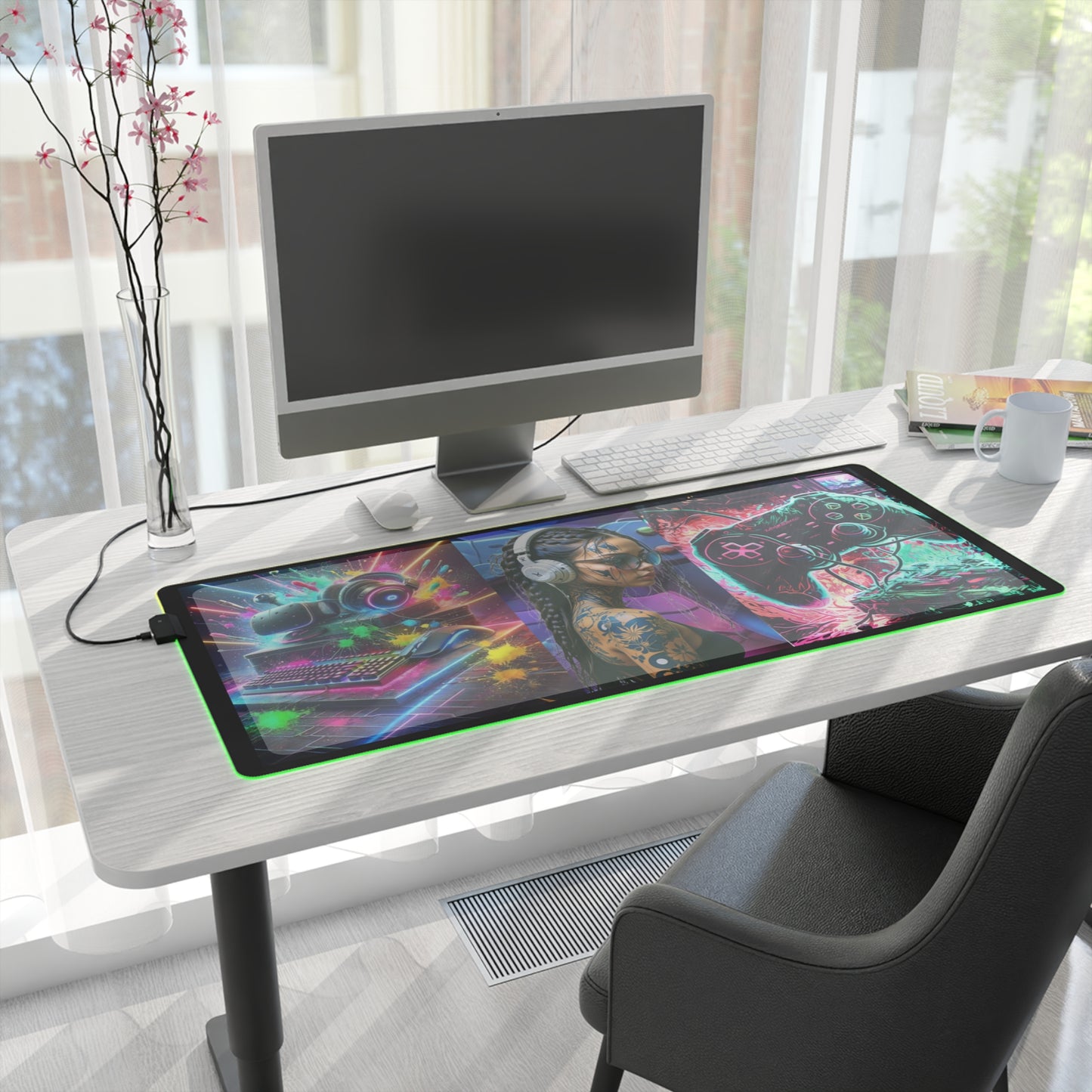 LED Gaming Mouse Pad – RGB Lighted Desk Accessory for Gamers, Ideal for Streams, Gaming Nights, and Office Setup, Gaming Room Decor