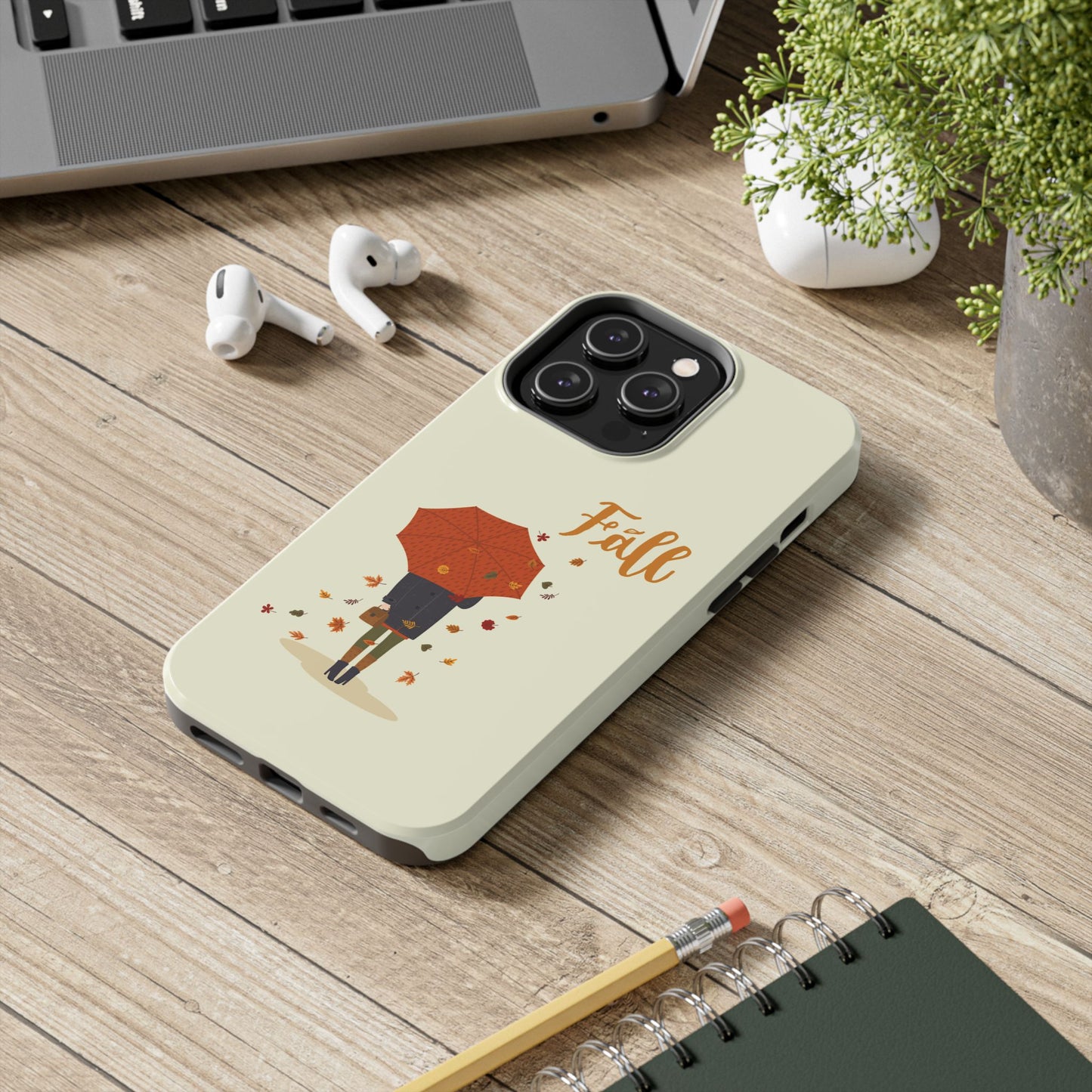 Fall-Themed Tough Phone Case - Autumn Umbrella Design