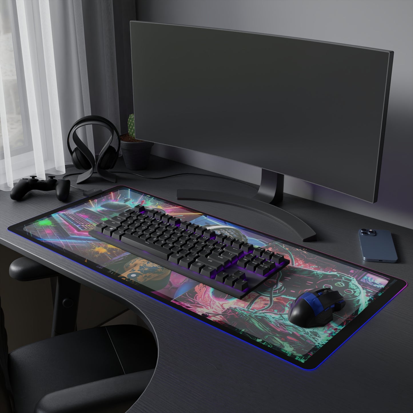 LED Gaming Mouse Pad – RGB Lighted Desk Accessory for Gamers, Ideal for Streams, Gaming Nights, and Office Setup, Gaming Room Decor
