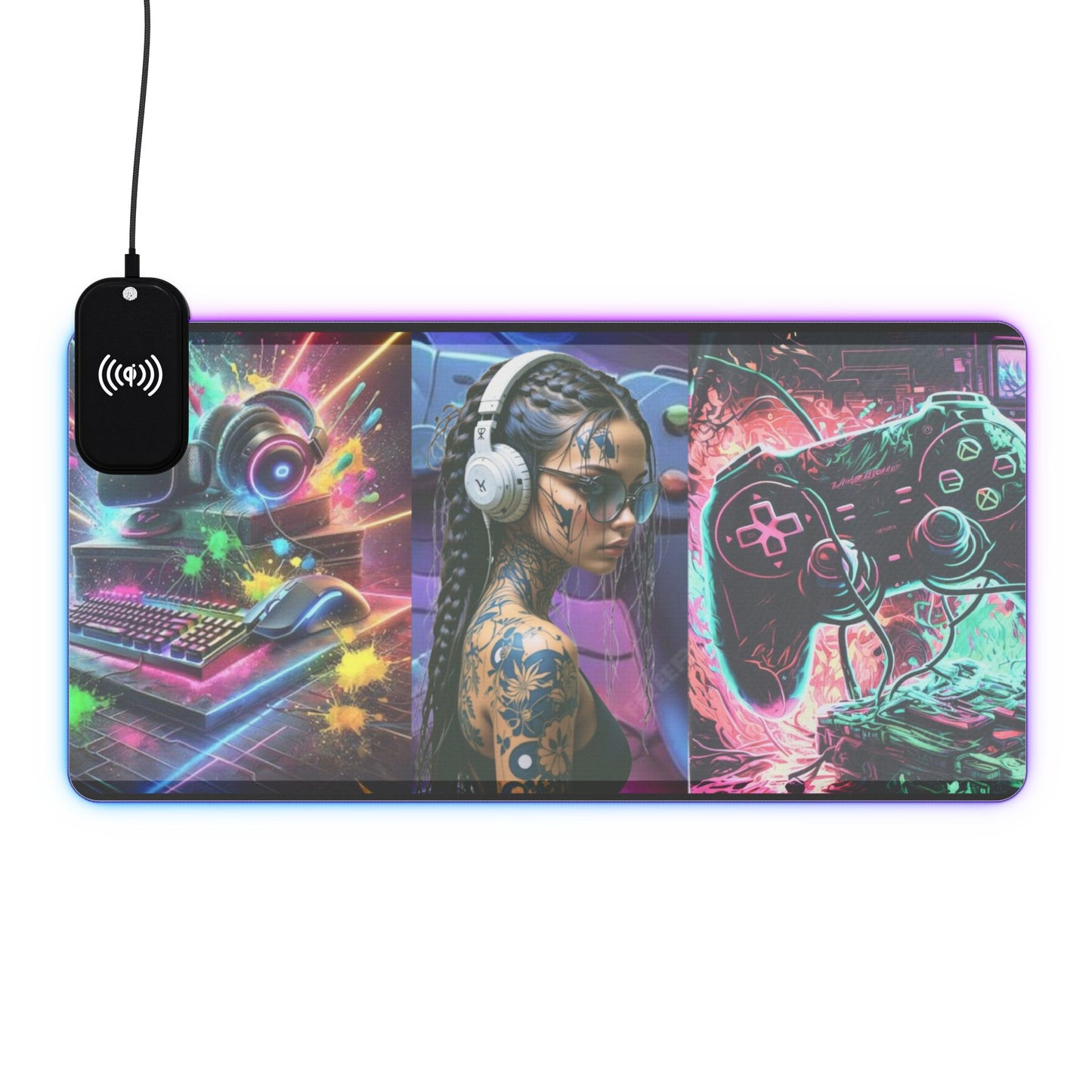 Gaming Mouse Pad with Wireless Charging - RGB Touch, Gaming Desk Accessory, Gamer Gift, LED Pad for Setup