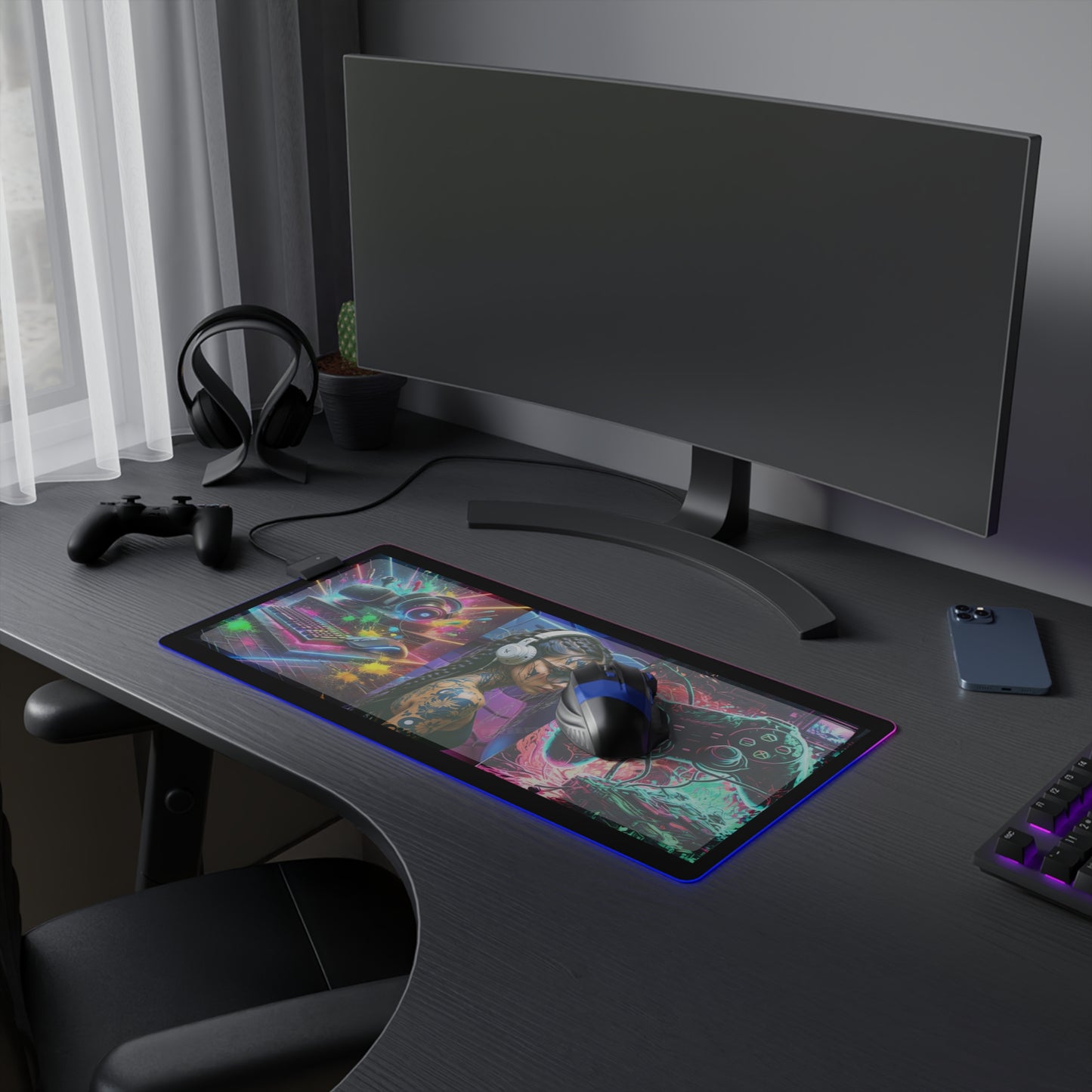 LED Gaming Mouse Pad – RGB Lighted Desk Accessory for Gamers, Ideal for Streams, Gaming Nights, and Office Setup, Gaming Room Decor
