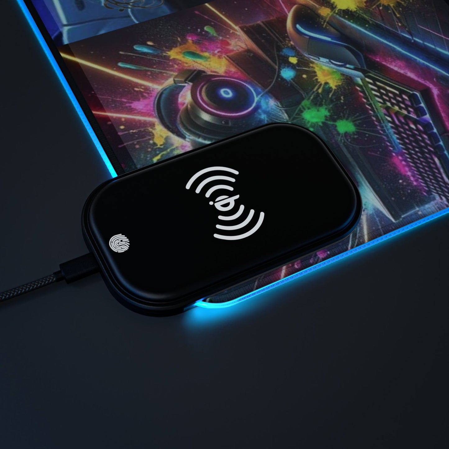 Gaming Mouse Pad with Wireless Charging - RGB Touch, Gaming Desk Accessory, Gamer Gift, LED Pad for Setup