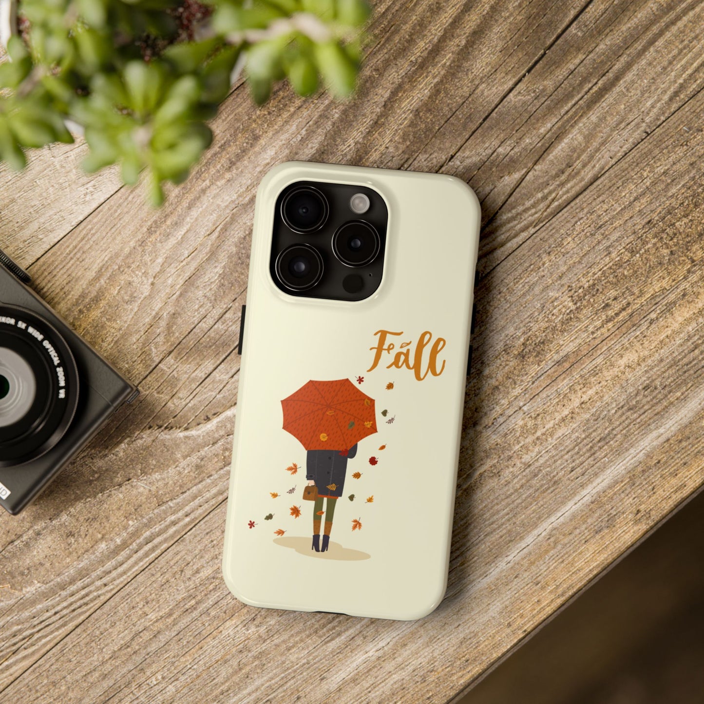 Fall-Themed Tough Phone Case - Autumn Umbrella Design