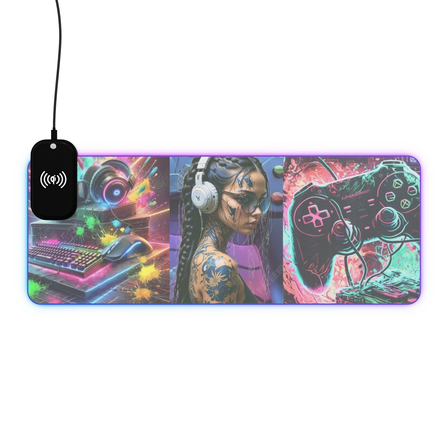 Gaming Mouse Pad with Wireless Charging - RGB Touch, Gaming Desk Accessory, Gamer Gift, LED Pad for Setup