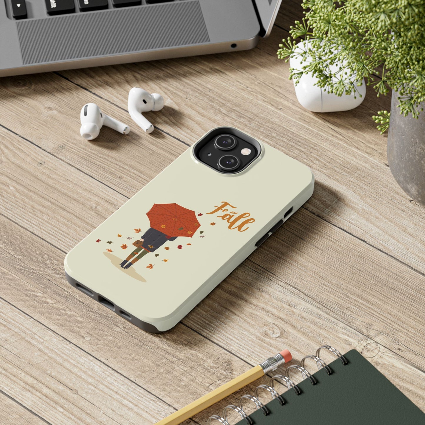 Fall-Themed Tough Phone Case - Autumn Umbrella Design