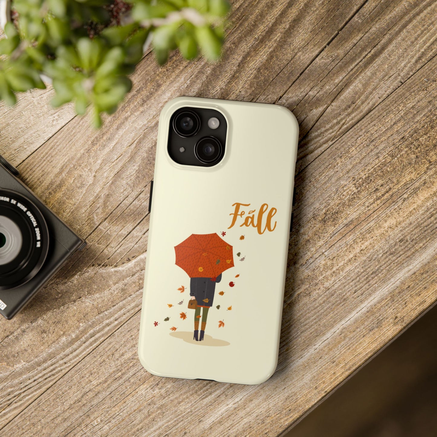 Fall-Themed Tough Phone Case - Autumn Umbrella Design