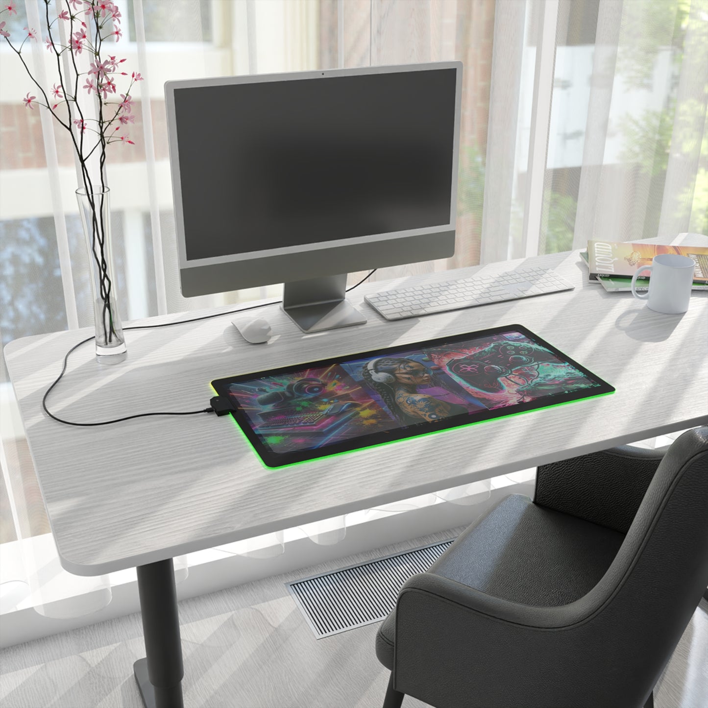 LED Gaming Mouse Pad – RGB Lighted Desk Accessory for Gamers, Ideal for Streams, Gaming Nights, and Office Setup, Gaming Room Decor