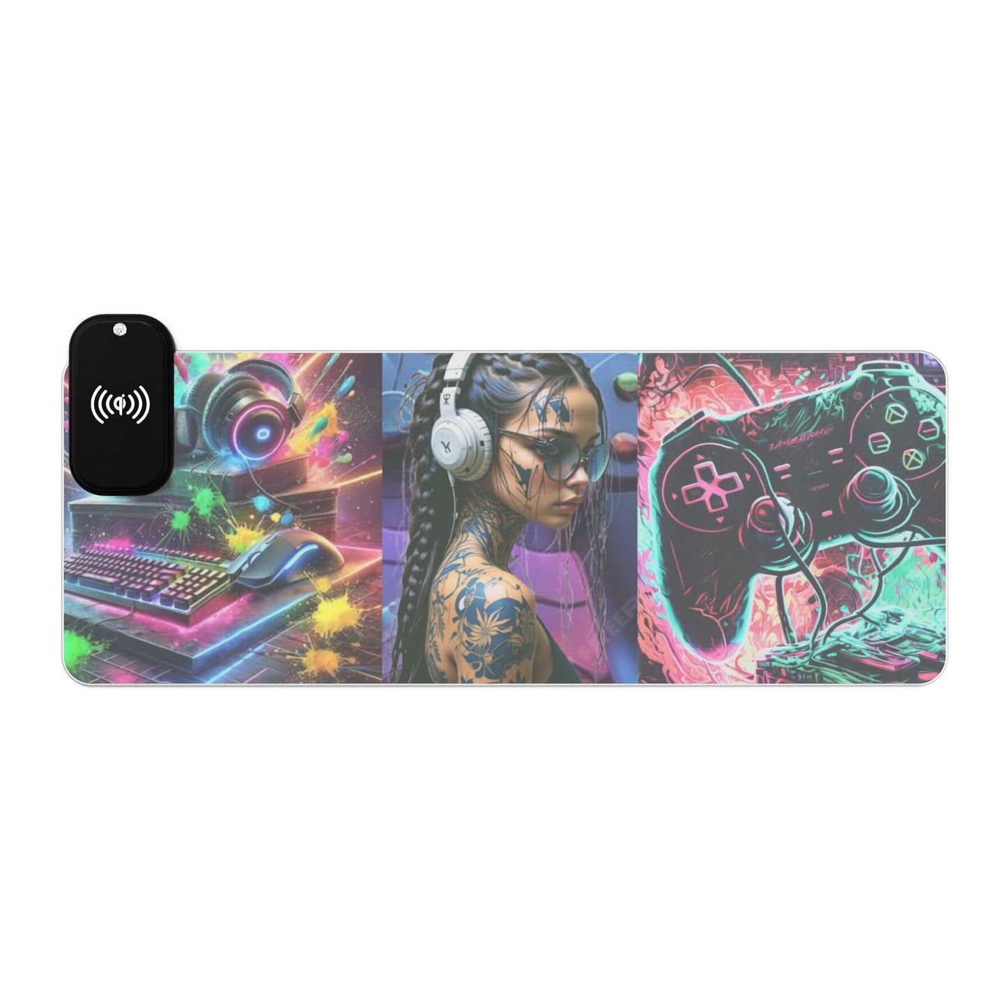 Gaming Mouse Pad with Wireless Charging - RGB Touch, Gaming Desk Accessory, Gamer Gift, LED Pad for Setup