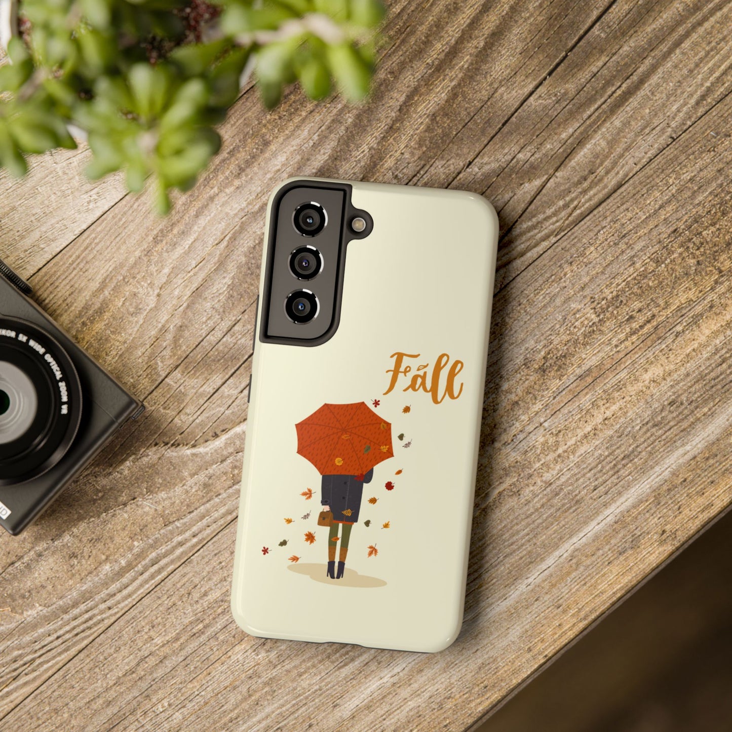 Fall-Themed Tough Phone Case - Autumn Umbrella Design