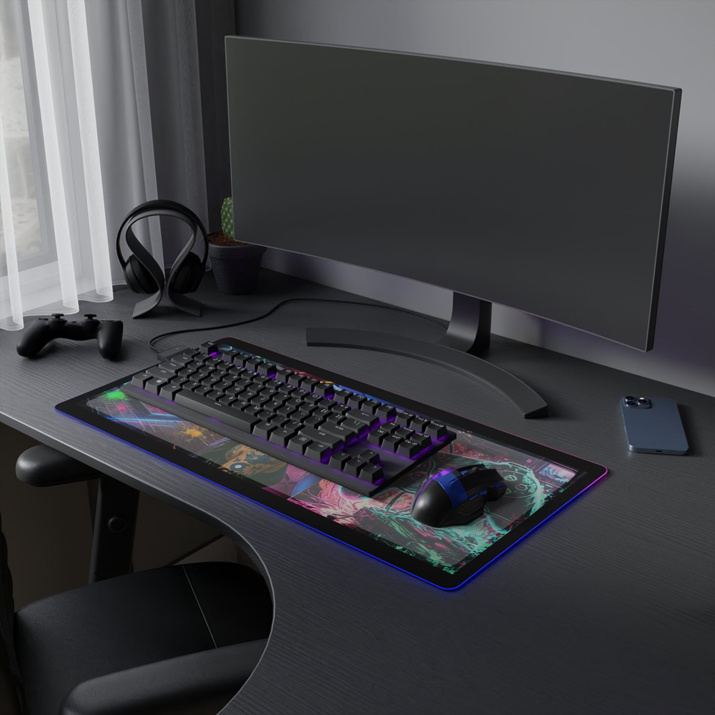 LED Gaming Mouse Pad – RGB Lighted Desk Accessory for Gamers, Ideal for Streams, Gaming Nights, and Office Setup, Gaming Room Decor