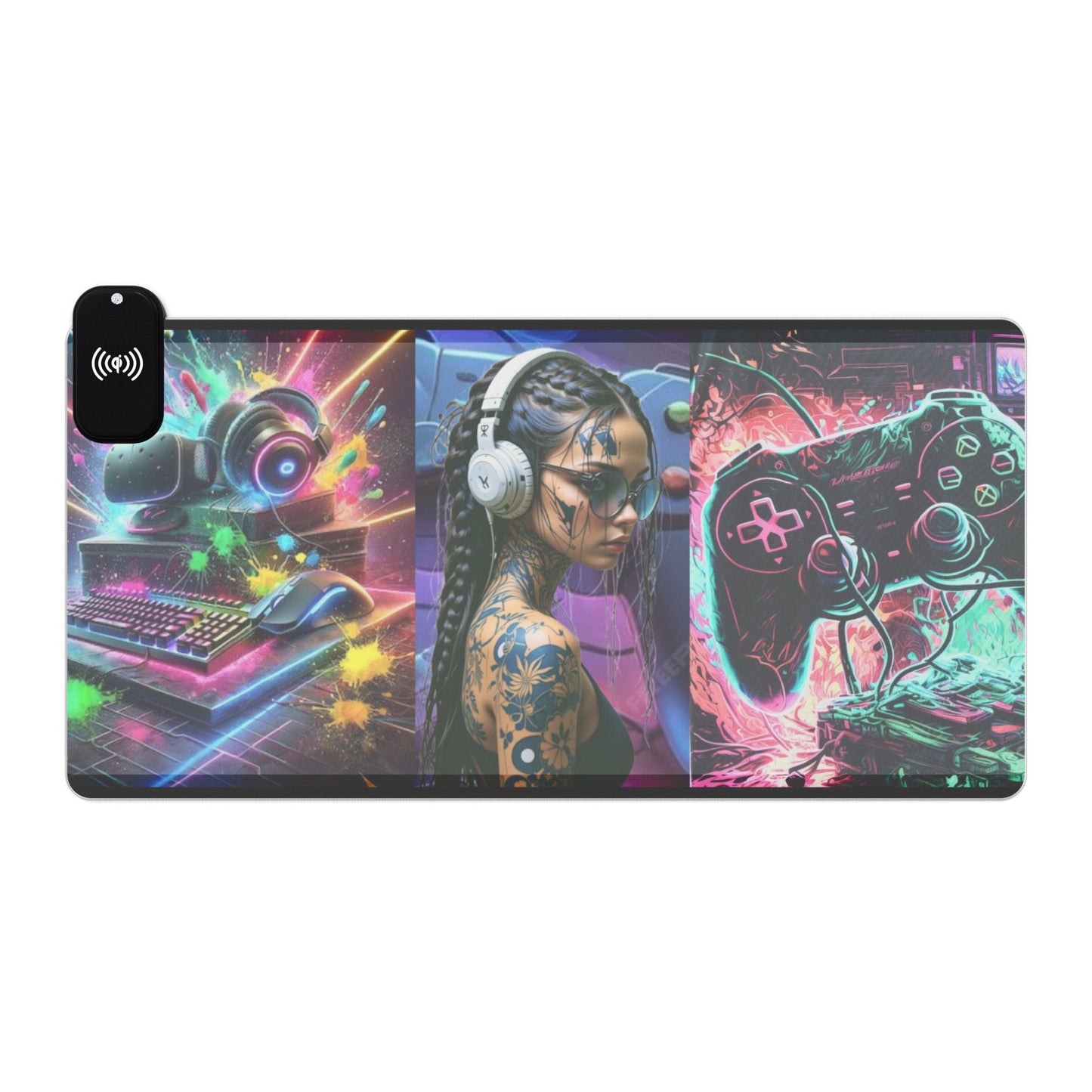 Gaming Mouse Pad with Wireless Charging - RGB Touch, Gaming Desk Accessory, Gamer Gift, LED Pad for Setup