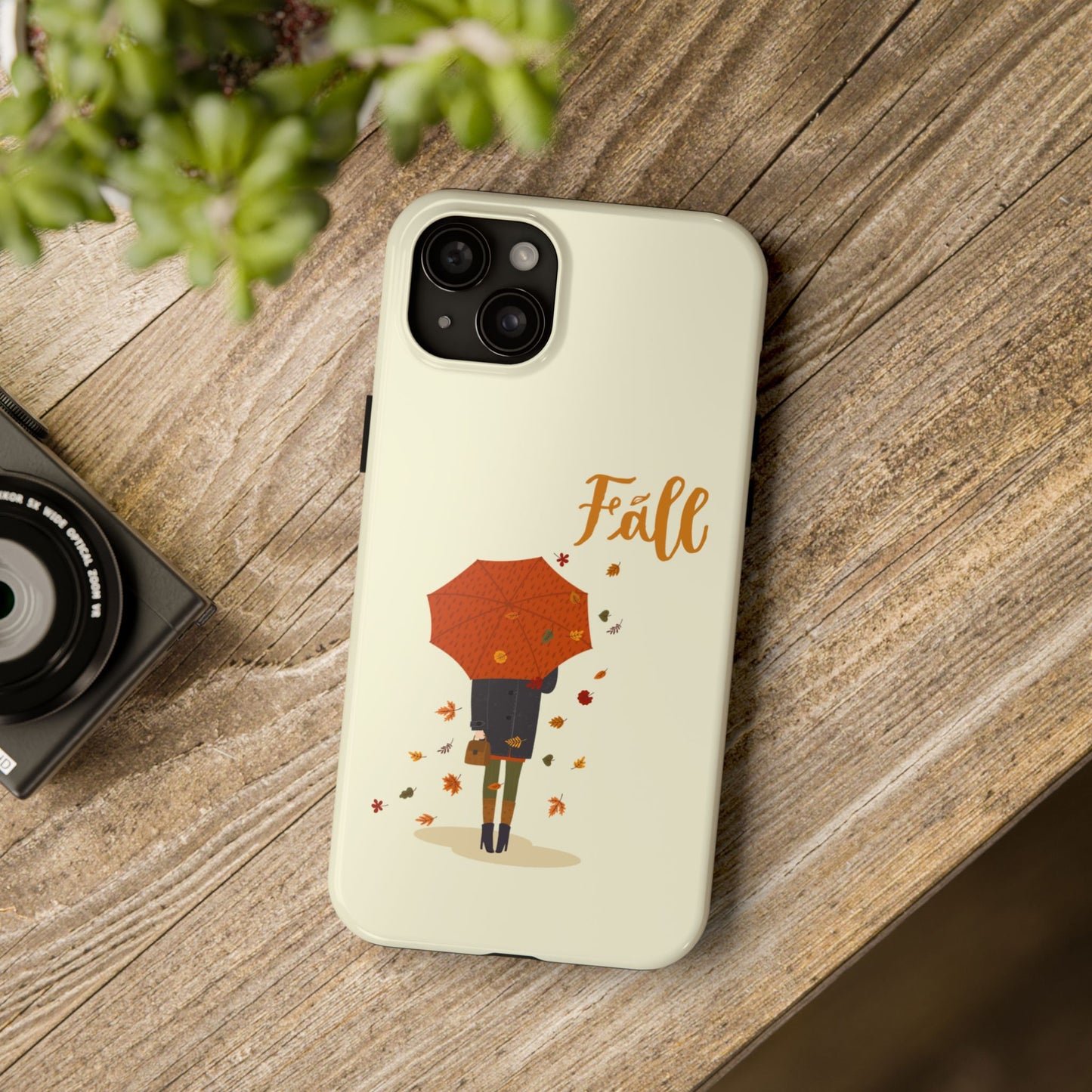 Fall-Themed Tough Phone Case - Autumn Umbrella Design