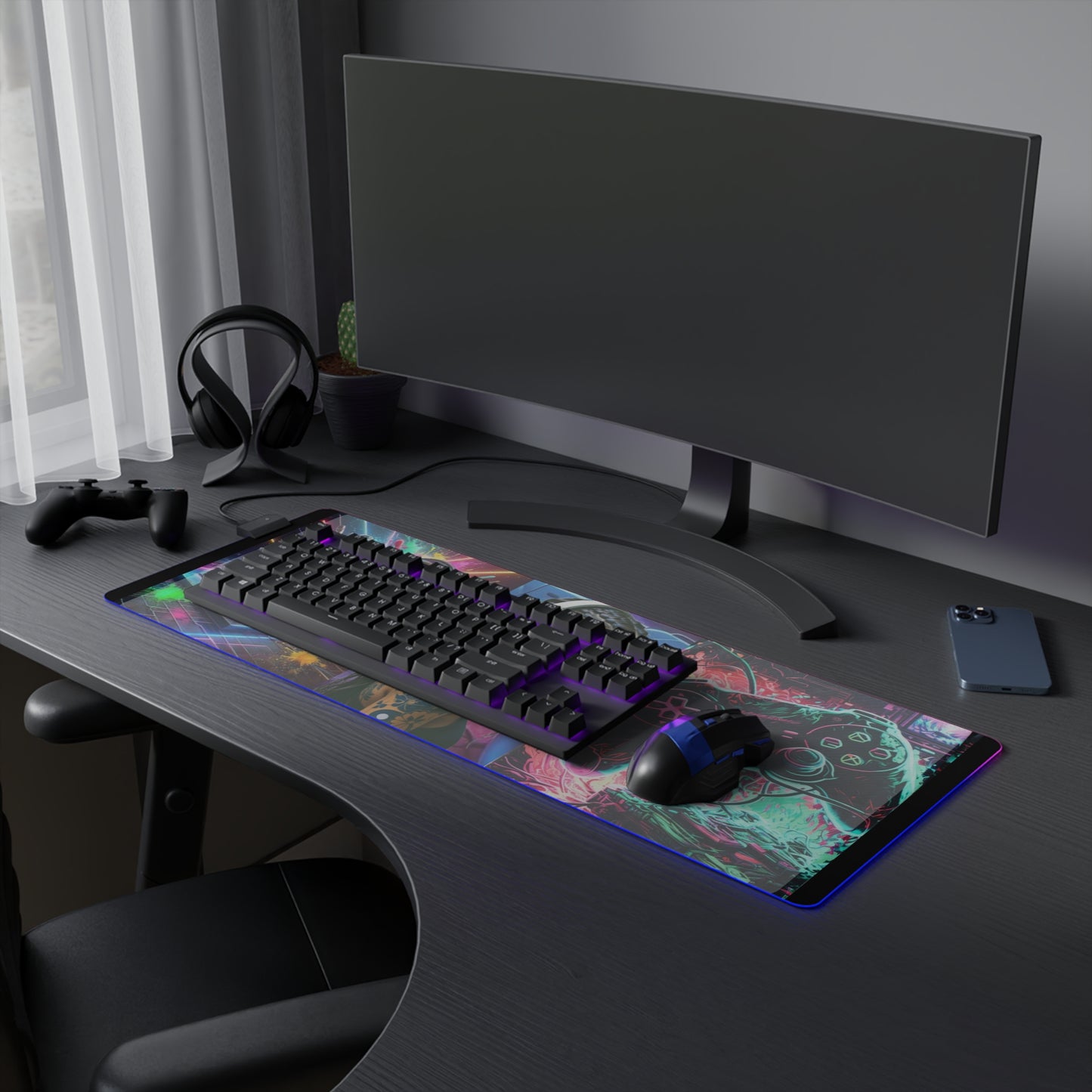 LED Gaming Mouse Pad – RGB Lighted Desk Accessory for Gamers, Ideal for Streams, Gaming Nights, and Office Setup, Gaming Room Decor