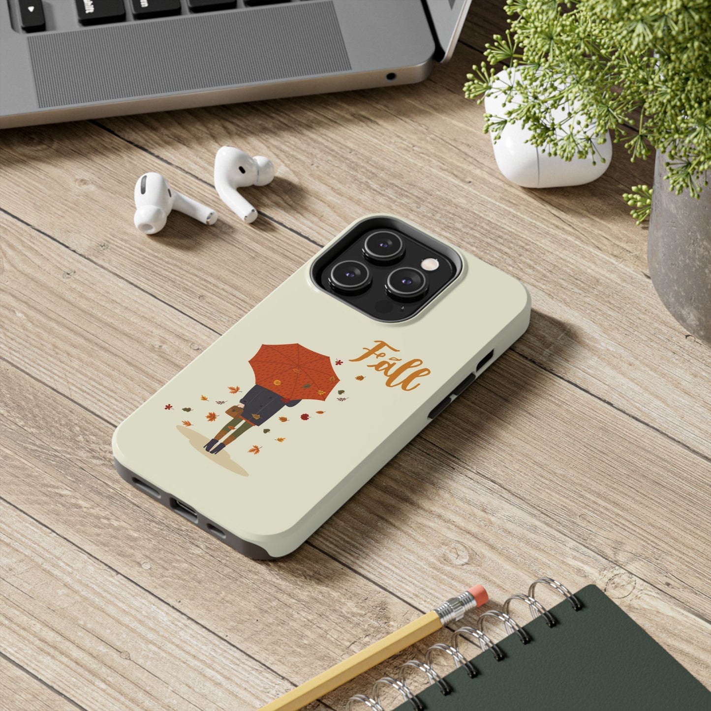 Fall-Themed Tough Phone Case - Autumn Umbrella Design