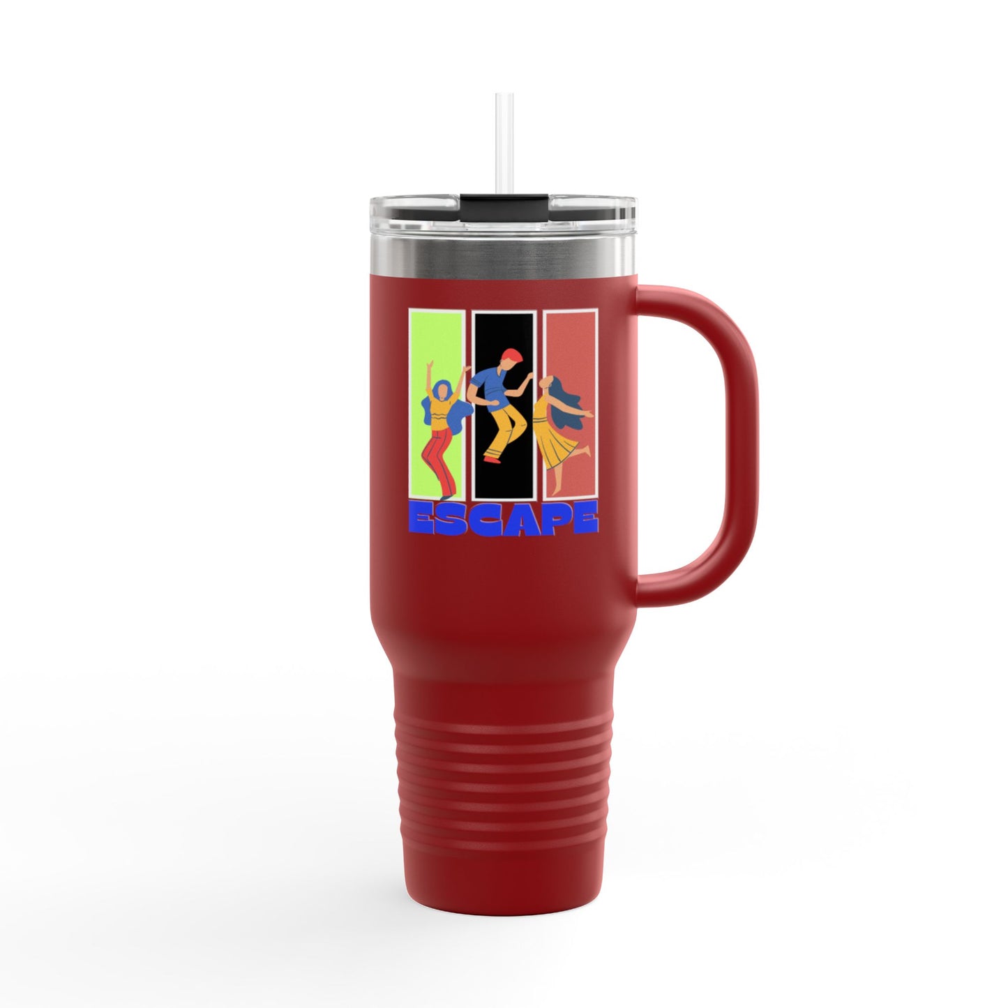 Colorful Insulated Travel Mug | 40oz Escape Cup for Adventure Lovers, Eco-Friendly, Coffee Lover Gift, Summer Travel Mug, Vibrant Drinkware