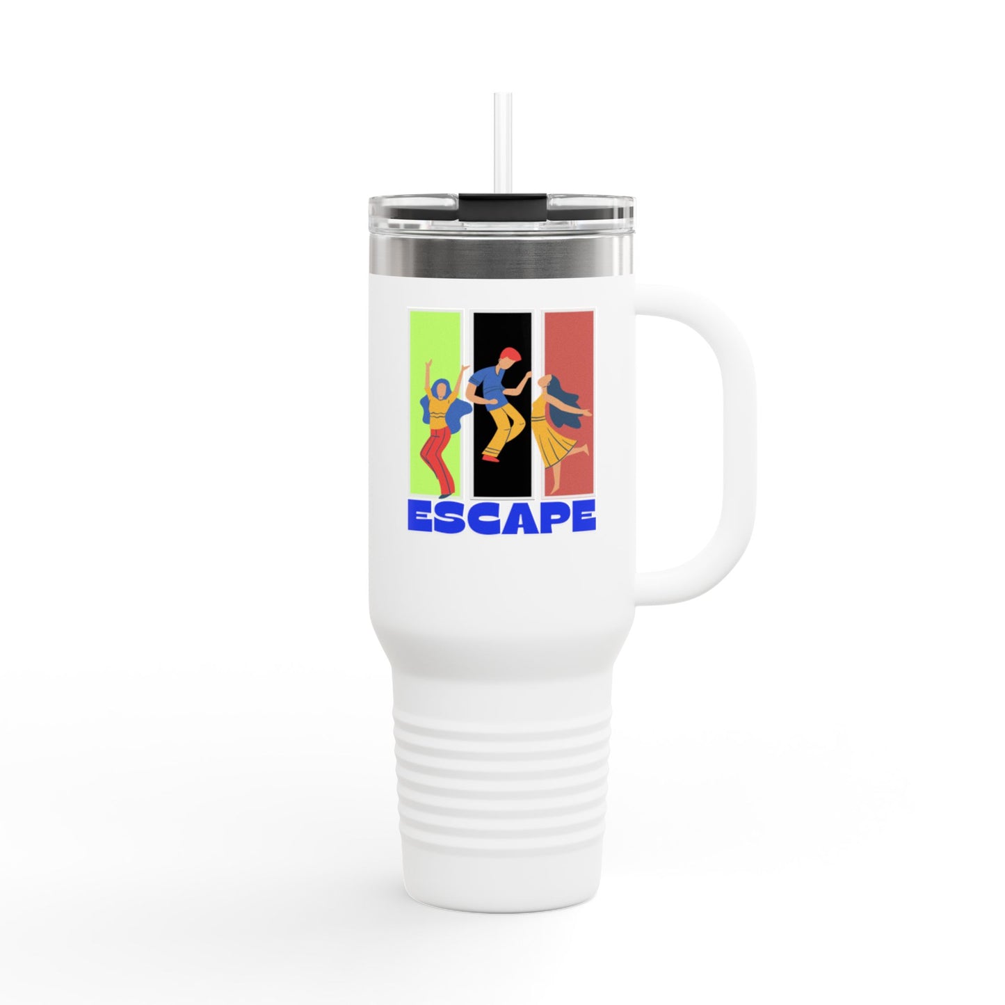 Colorful Insulated Travel Mug | 40oz Escape Cup for Adventure Lovers, Eco-Friendly, Coffee Lover Gift, Summer Travel Mug, Vibrant Drinkware