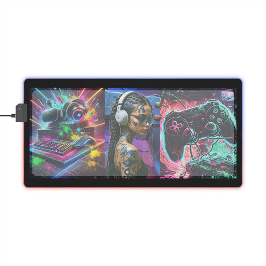 LED Gaming Mouse Pad – RGB Lighted Desk Accessory for Gamers, Ideal for Streams, Gaming Nights, and Office Setup, Gaming Room Decor